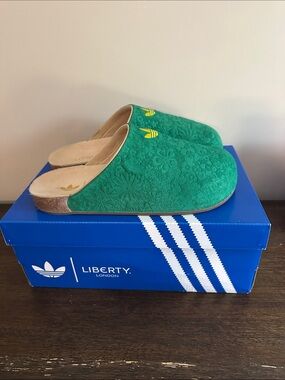 Adidas/Liberty London Green Floral Embossed Slip-On Clogs